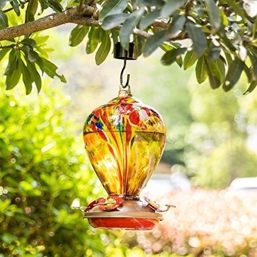 Bebedero Colibri Laelvish Vidrio Soplado A Mano Golden 1