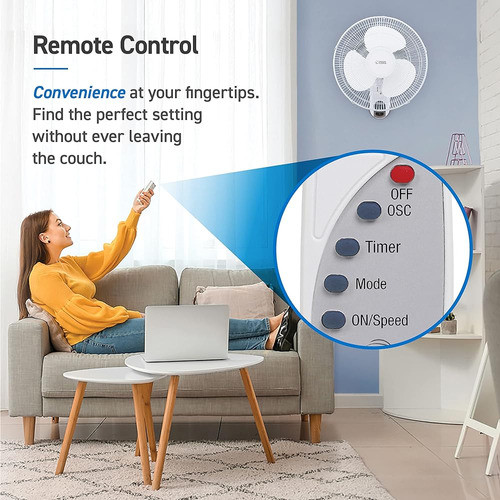 Ventilador De Pared Comercial De 16 Pulgadas Con Control Rem 1