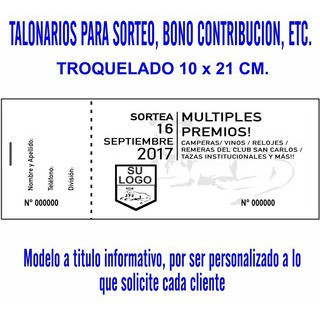 Bonos Colaboración, Rifas 1000 Unidades $980 0