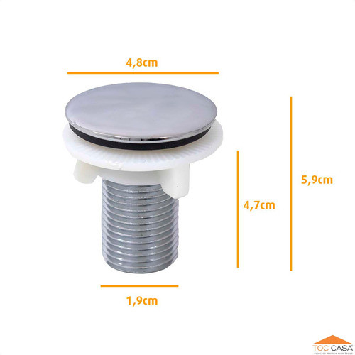 Plug Tampão Para Lavatório Com Rosca Metal Cromado 1