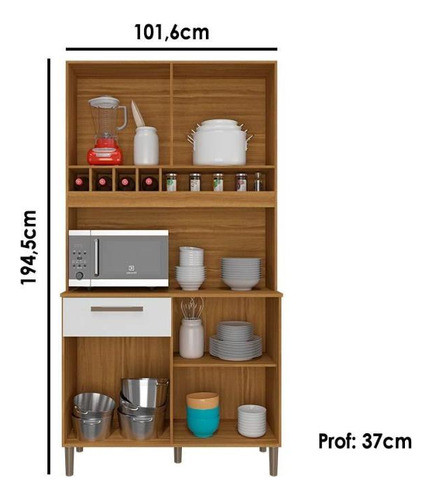 Cozinha Compacta Pinot 4ptas 1gav 73cm Amendoa/branco-ronipa 1