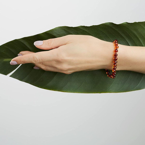 Pulseira Âmbar Báltico Adulto 17cm Conhaque Cognac Original 1