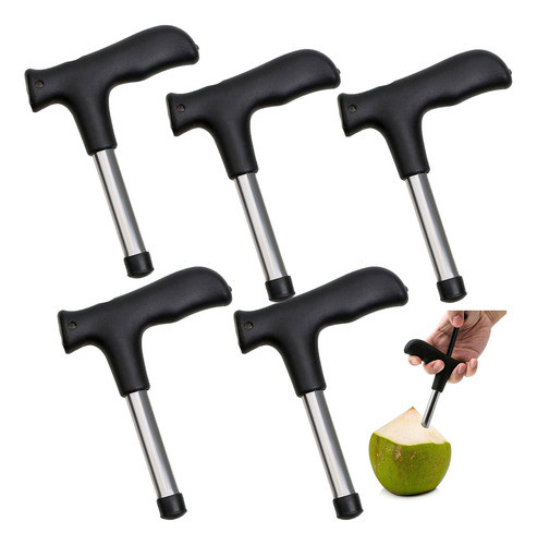 Kit 05un Abridor Perfurador Manual De Coco Higiênico Em Inox 0