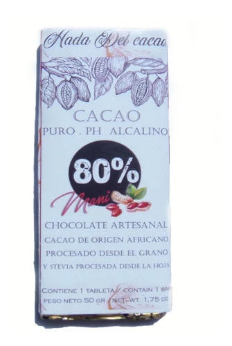 Chocolate 80%  Cacao Con Mani Sin Azucar Stevia Keto Vegano 0