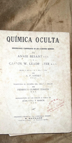 Química Oculta Observaciones Clarividentes Annie Besant 0