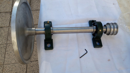 Eje C/ Plato Lijador De 29 Cm Eje De 30 + 2 Cojinetes +polea 1