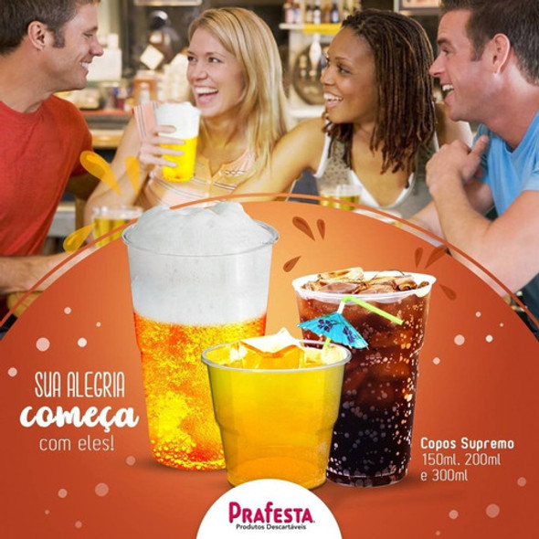Copo Supremo Prafesta 150ml Tipo Acrílico C/ 100 Unidades 1