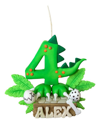 Vela Temática, Dinosaurio Con Nombre, Adornos De Tortas 0