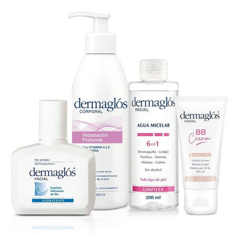 Kit Dermaglos Micelar + Bb Cream+ Hidratante Cuerpo Y Facial 0