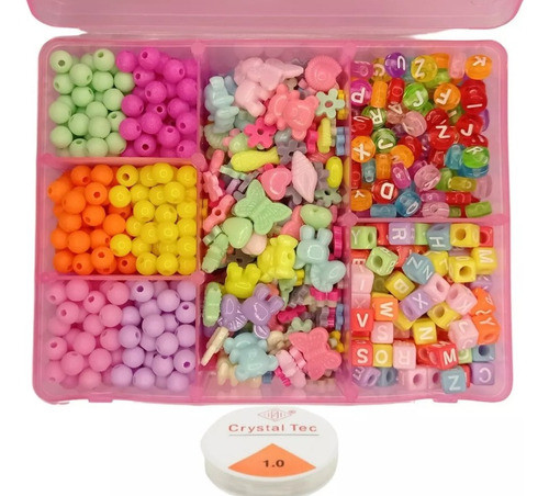 Kit Missangas Maleta Perolas Coloridas Letra Pulseiras Fofas 0
