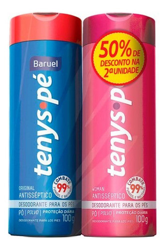 Kit Talco P/ Os Pés Baruel Tenys Pé Original + Woman 100g 1