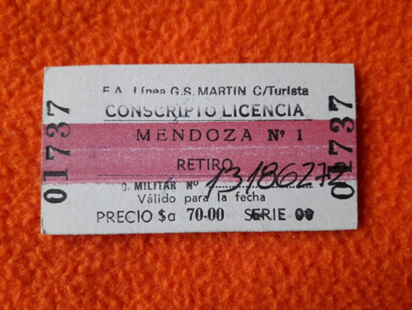 Boleto Para Conscripto De Mendoza A Retiro 0 Boleto Para Conscripto De Mendoza A Retiro 0