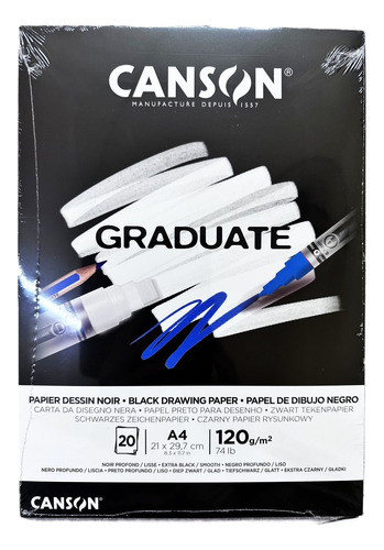 Bloco Desenho Preto A4 20fls 120g Canson 0