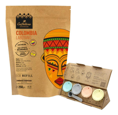 Kit 4 Capsulas Recargables Nespresso + Cafe Molido Colombia 0