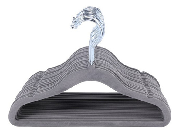 X20 Perchas Infantiles Terciopelo Antideslizante Color Gris 1 X20 Perchas Infantiles Terciopelo Antideslizante Color Gris 1