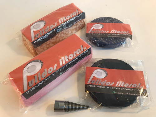 Kit Pulir Espejo Aluminio, Bronce, Etc. Pasta Rosa Amoladora 1