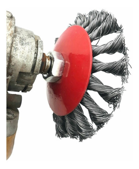 Cepillo Conico Alambre Trenzado 115 Mm P/ Amoladora 0