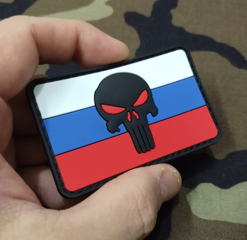 Insígnia Patch Russia Emborrachado Bandeira Punish Caveira 1
