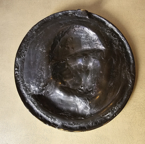 Antigua Placa Medalla De Bronce Militar De Benito Mussolini 1