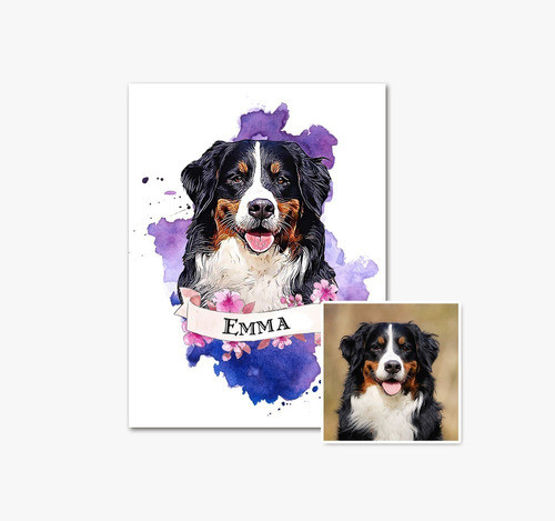 Retrato De Mascota Boyero Berna Digital Personalizado 0