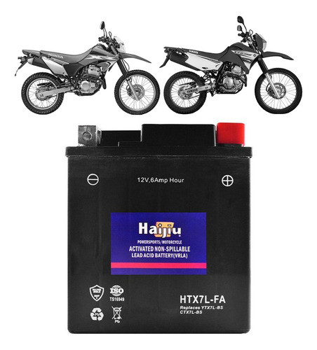 Bateria Haijiu Gel Ytx7l-bs Xr 250 Tornado Xtz 250 0