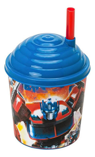 Copo Com Canudo 270ml Transformers 0