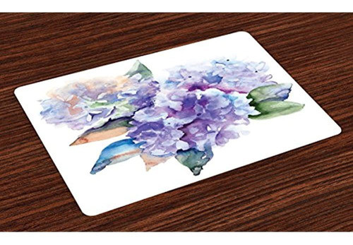 Ambesonne Tapetes Acuarelas Set De 4 Delicadas Flores De Hyd 0