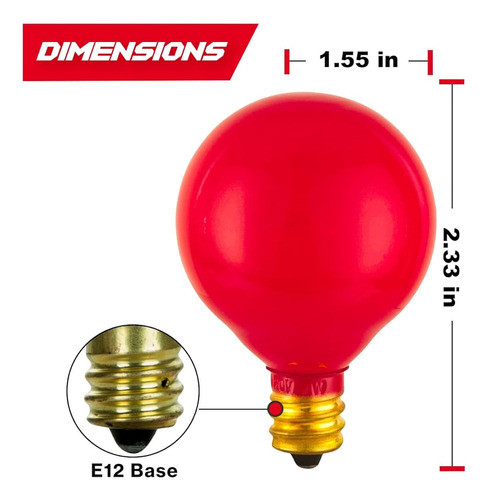 ~? 25 Pack G40 Bombilla Roja Bombilla De Luz Verde Cerámica 1