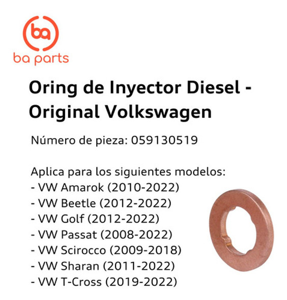Oring De Inyector Diesel Passat 2008 Al 2022 1