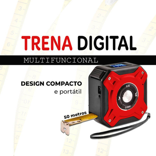 Trena Laser Digital Multifuncional Fita Métrica 50m C/alerta 1