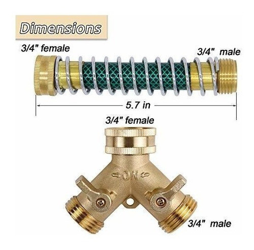 Divisor De Manguera De 2 Vias De Laton De 3/4 Pulgadas 1