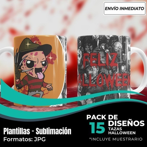 Diseños Plantillas Para Tazas Halloween Sublimación M47 1