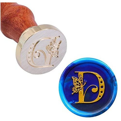 Sello Para Lacrado De Metal Y Madera Letra D Con Mariposa 1