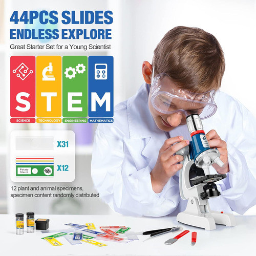 Kit De Microscopio Para Niños De 5-1 Con 100x-1200x Au 1