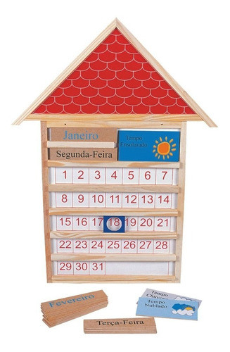 Casinha Calendário Educativo Infantil Didático Em Madeira 1