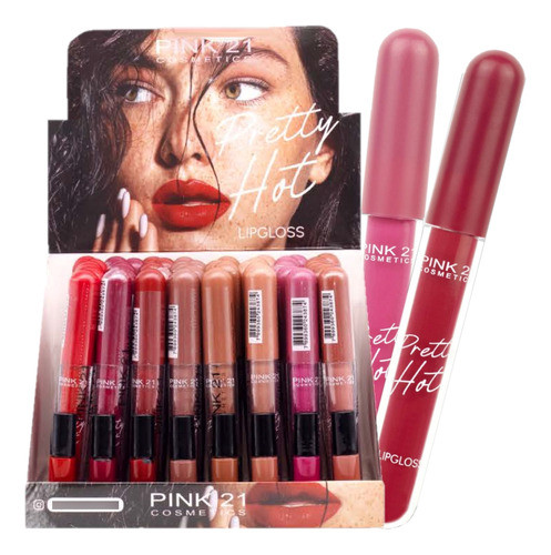 8 Lip Gloss Pretty Hot Cs4195 - Kit Pink21 Atacado J 1