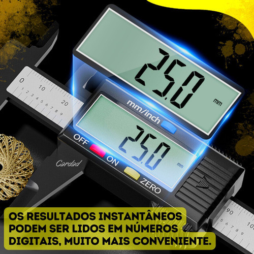 Paquímetro Digital 150mm Inox C/ Estojo + Bateria Medidas 1