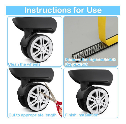 8 Peças De Capas De Roda De Bagagem, Protetor De Silicone 1