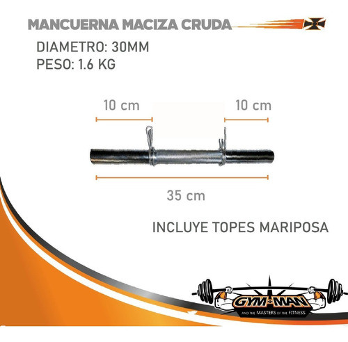 2 Mancuernas Macizas Lisas C/topes Para Discos 30mm Gym Man 1