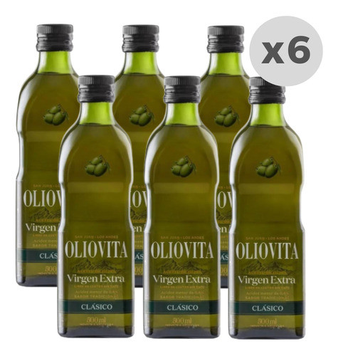 Aceite De Oliva Oliovita Clásico Botella De Vidrio 500ml X 6 0