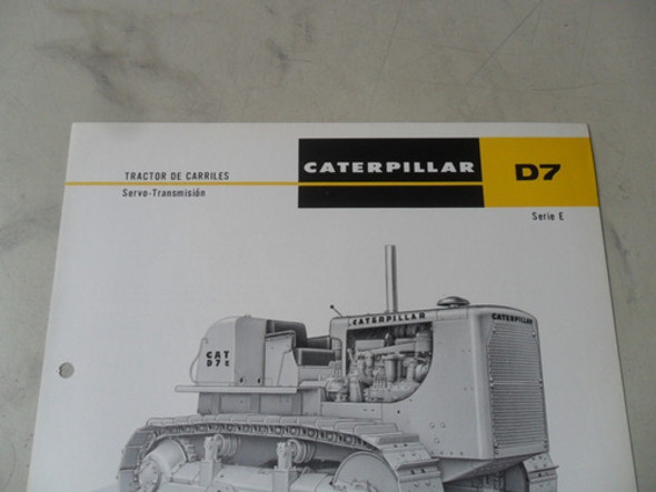 Folleto Caterpillar D7 E Antiguo Oruga Bulldozer Tractor 1