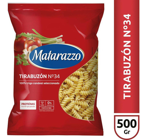 Fideos Matarazzo Tirabuzon 500 Grs X 2 Unidades 0