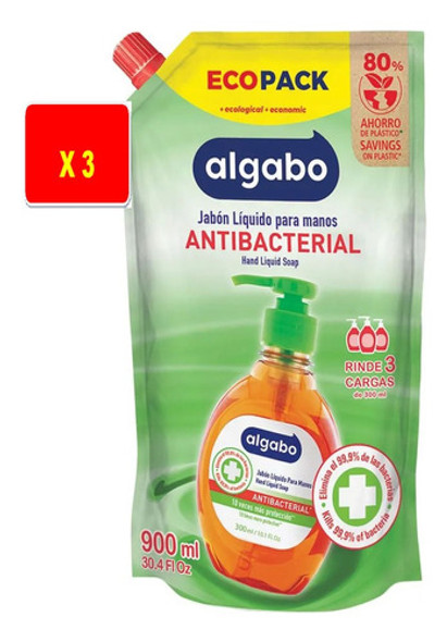 Jabón Liquido Antibacterial Algabo Repuesto X 3 Unidades 1 Jabón Liquido Antibacterial Algabo Repuesto X 3 Unidades 1