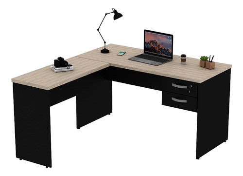 Mesa De Canto Em L Para Escritório 140x150cm Com Gaveta Wt 1