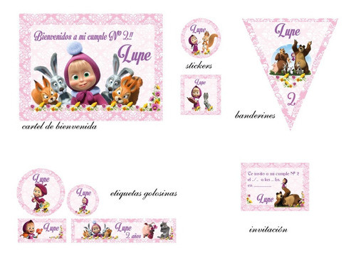Masha Y El Oso  Combo Cumpleaños Super Completo Impreso 1