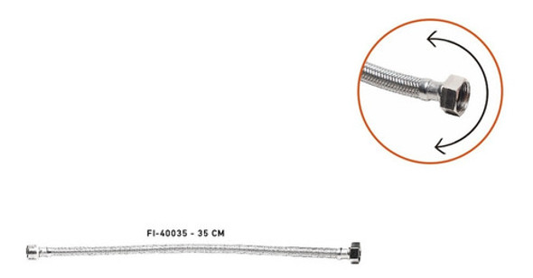 Flexible Para Agua Mallado De Acero  Inoxidable 35 Cm 1 Flexible Para Agua Mallado De Acero  Inoxidable 35 Cm 1