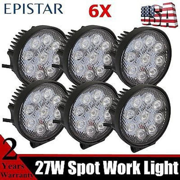 6pcs 27w Redondo/cuadrado Led Luz Jeep Atv Offroad Ute 4wd S 1