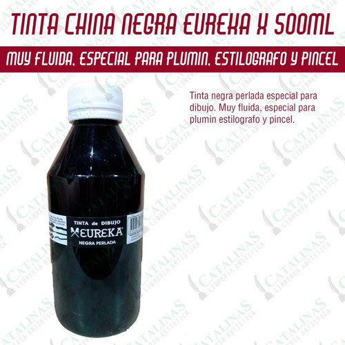 Tinta China Negro Perlado Eureka X 500ml Microcentro 0