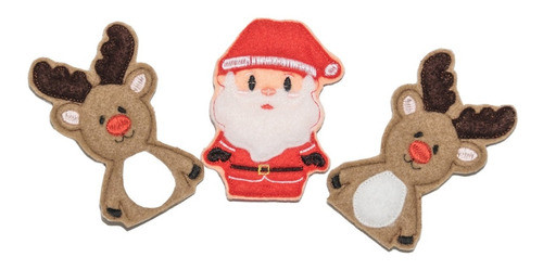 Títeres De Dedo - Papá Noel + 2 Renos 0