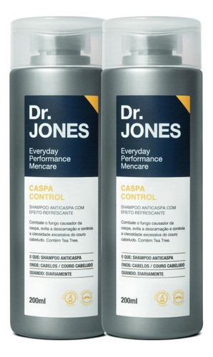 Kit 2 Shampoo Masculino Anti Caspa Control 200ml Dr Jones 0